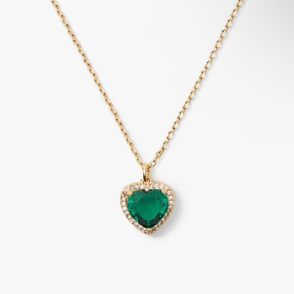 Kate Spade My Love Pave - Gold & Emerald Heart Necklace “MY LOVE” - Picture 1 of 3